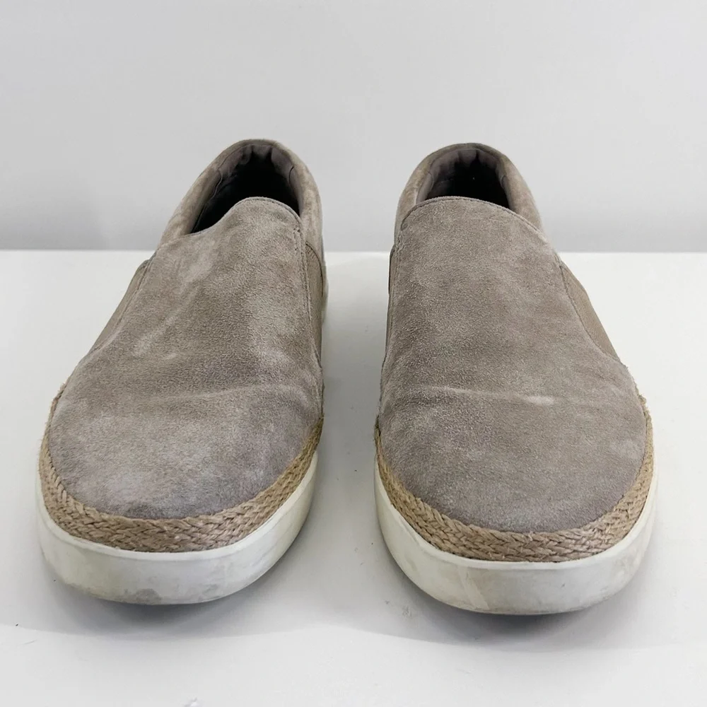 Vince Johan Grey Suede Leather Slip On Espadrille Sneakers Flats Size 9